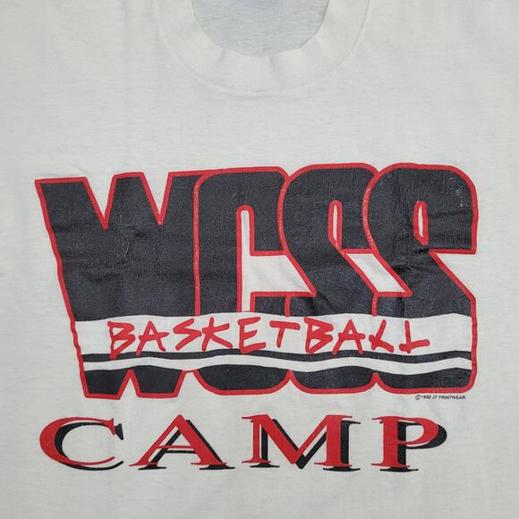 Vintage 1992 WCSS Basketball Camp Shirt Medium 19x25 White - Picture 10 of 15